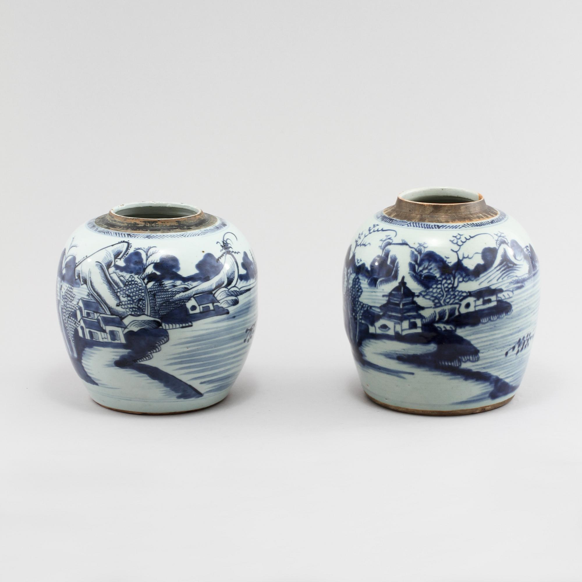 BOJANER, 2 st, porslin, Kina, 1800-tal.