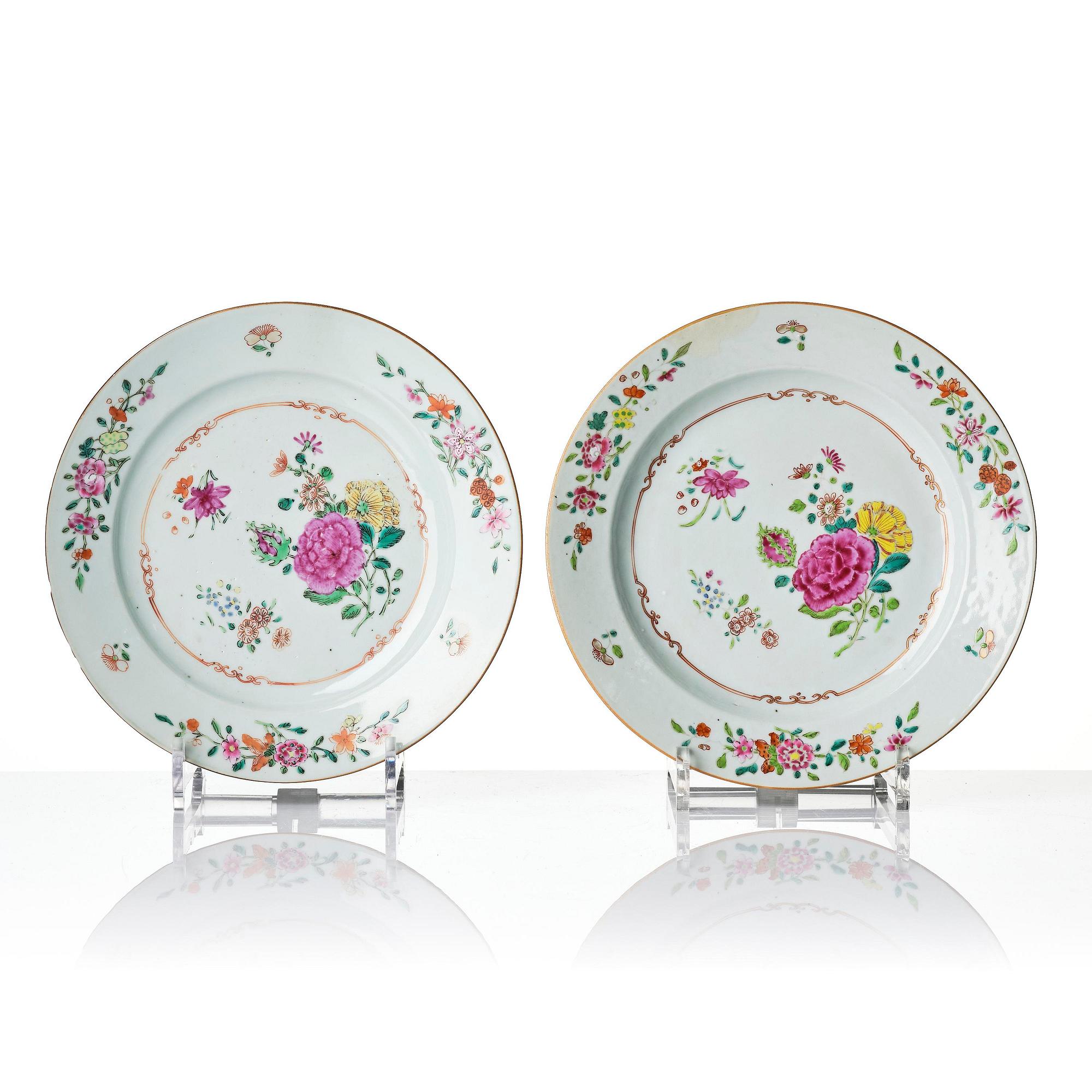 A set of 12 famille rose dishes, Qing dynasty, Qianlong (1736-95).