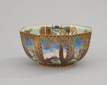 A fairyland lustre octagonal bowl, attributed to Daisy Makeig-Jones, Wedgwood, England, 1920's.