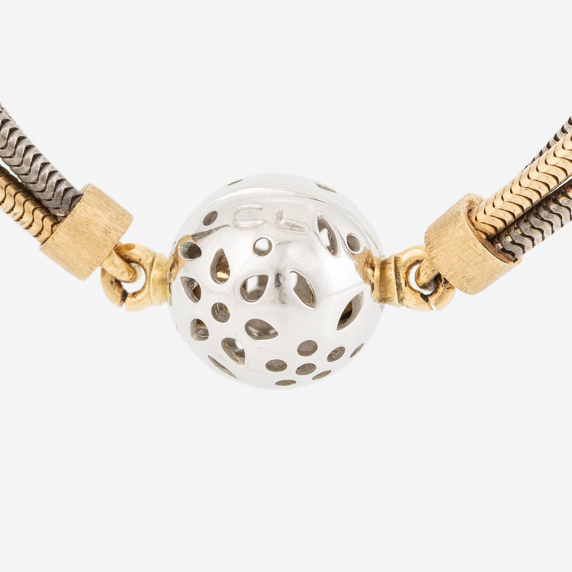 Ole Lynggaard, Charlotte Lynggaard, necklace 14K gold and silver with clasp in 18K white gold.