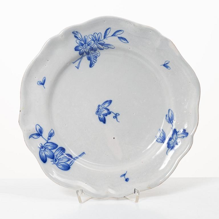 A Swedish faience plate, Marieberg, 1760's.