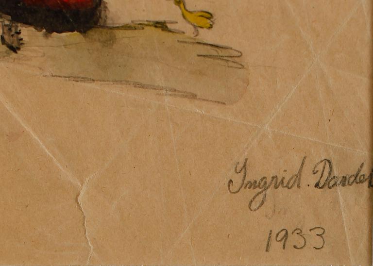 INGRID VON DARDEL, akvarell, skiss, sign och dat 1933.