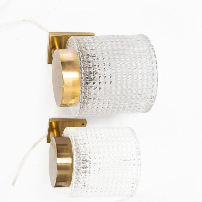 Carl Fagerlund, wall lamps, a pair, Orrefors, 1960s.