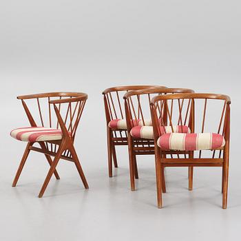 Helge Sibast, 4 armchairs, "No 8", Denmark, second half of the 20th century.