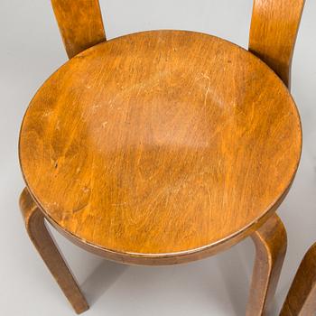 Alvar Aalto, four '66' chairs, O.Y. Huonekalu-ja Rakennustyötehdas A.B. Finland, 1930's/1940's.