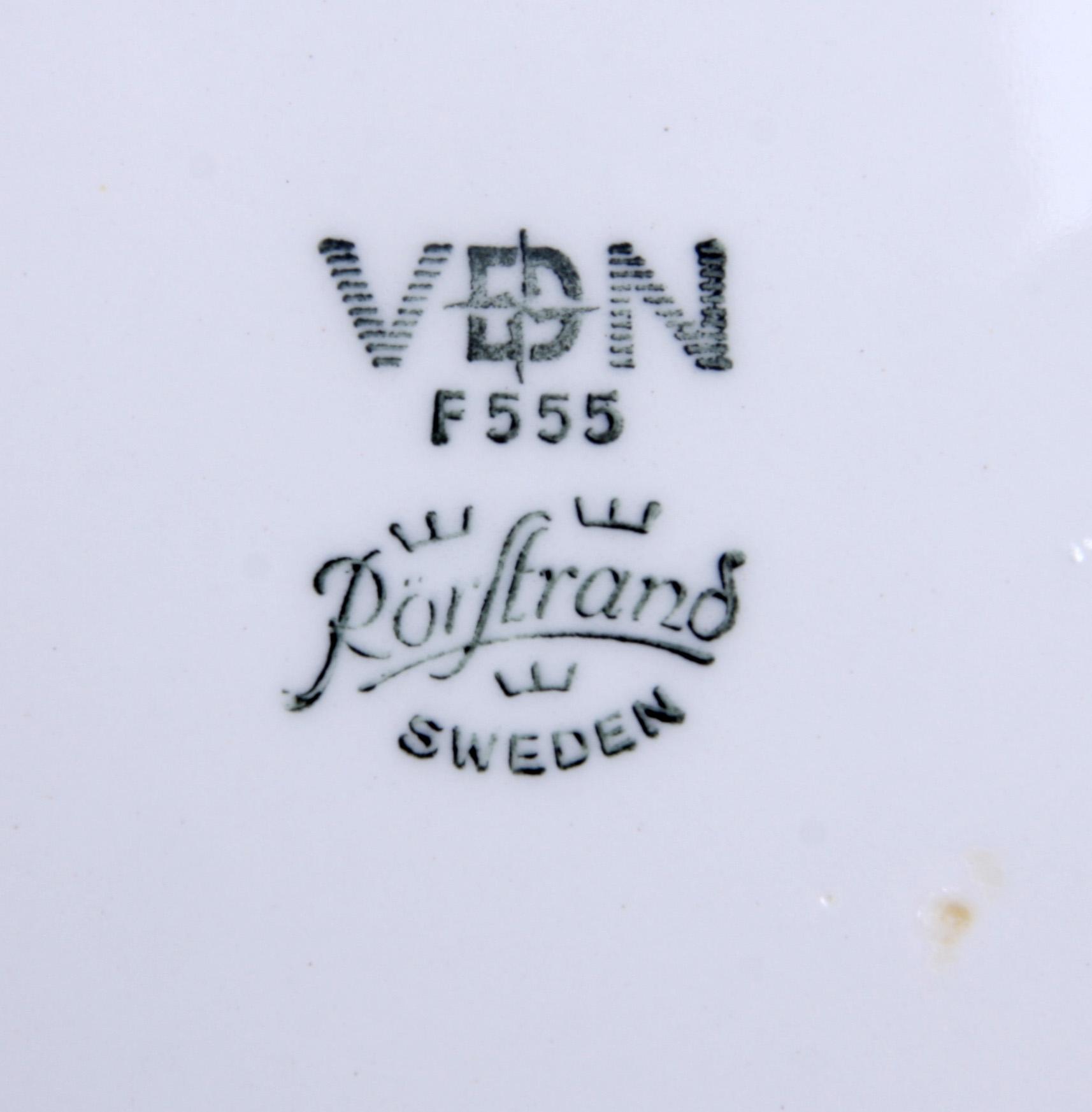 KAFFE- OCH MATSERVIS, 35 delar, flintgods, "Blå eld", Rörstrand.