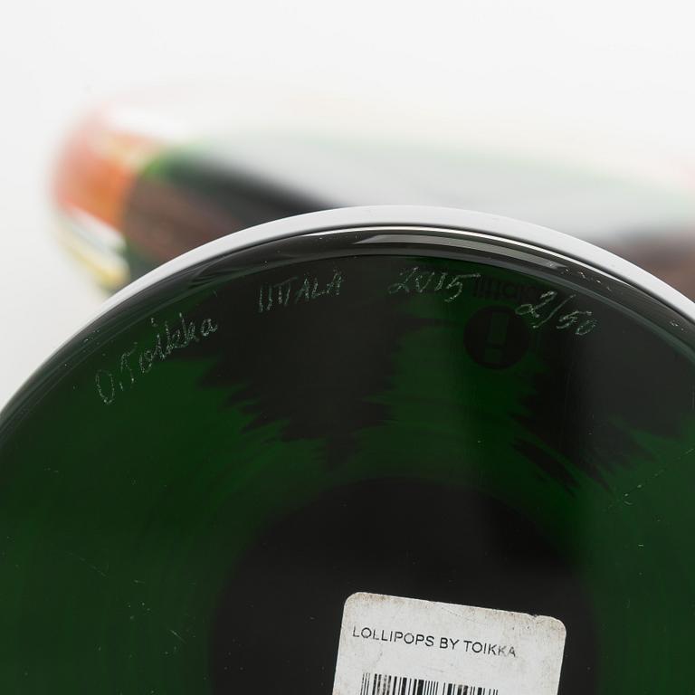 Oiva Toikka, lasiveistos, "Lollipop", signeerattu ja numeroitu O. Toikka IITTALA 2015, 2/50.