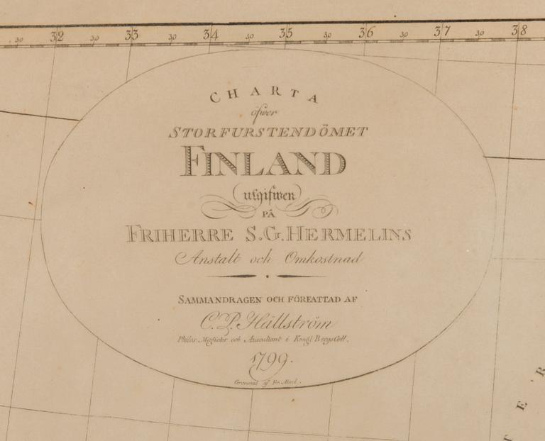 KARTA, Storfurstendömet Finland 1799. S.G. Hermelin.