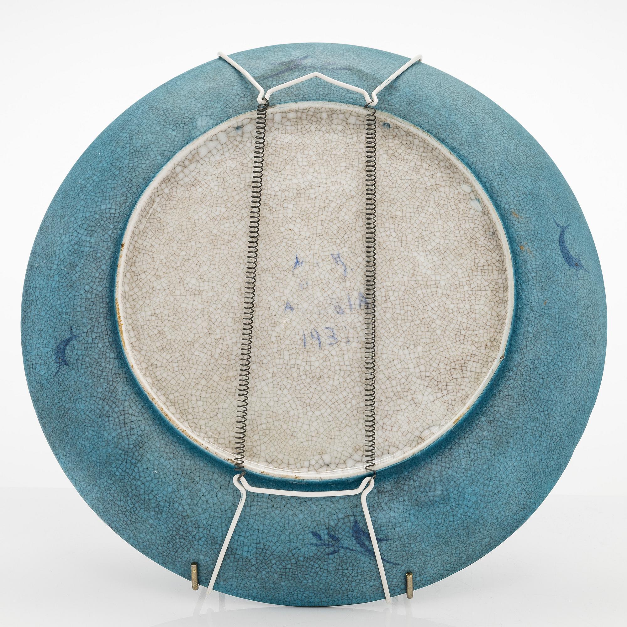 Greta-Lisa Jäderholm-Snellman, keramikfat, signerad GLJ Arabia, 1930-tal.