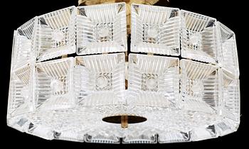 TAKPLAFOND, glas och mässing, 1900-talets mitt.