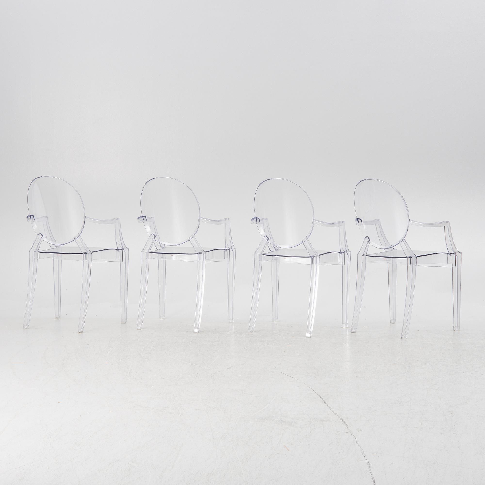 Philippe Starck, karmstolar, 4 st , "Louis Ghost", Kartell.