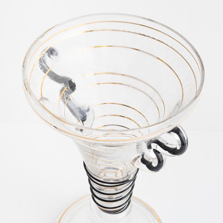 Monica Backström, a lidded glass cup, Kosta Boda, Sweden, numbered 1/25.