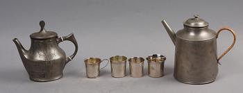 PARTI SILVER och TENN, 6 delar, 1800-1900-tal.