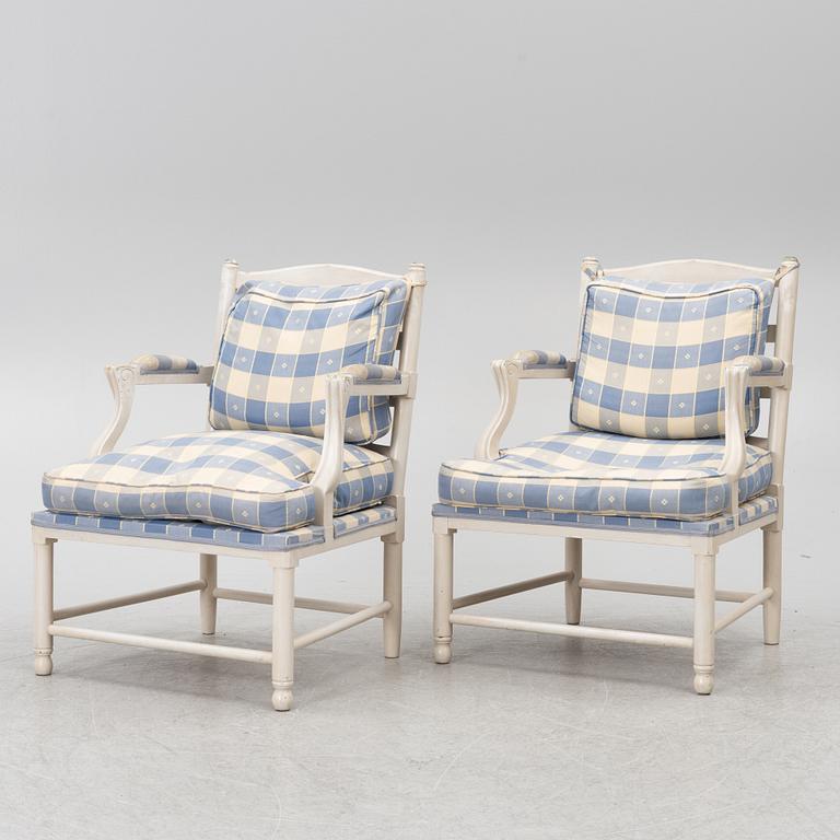 Fåtöljer ett par, gustaviansk stil, Gripsholmsmodell, Åmells möbler 1973.