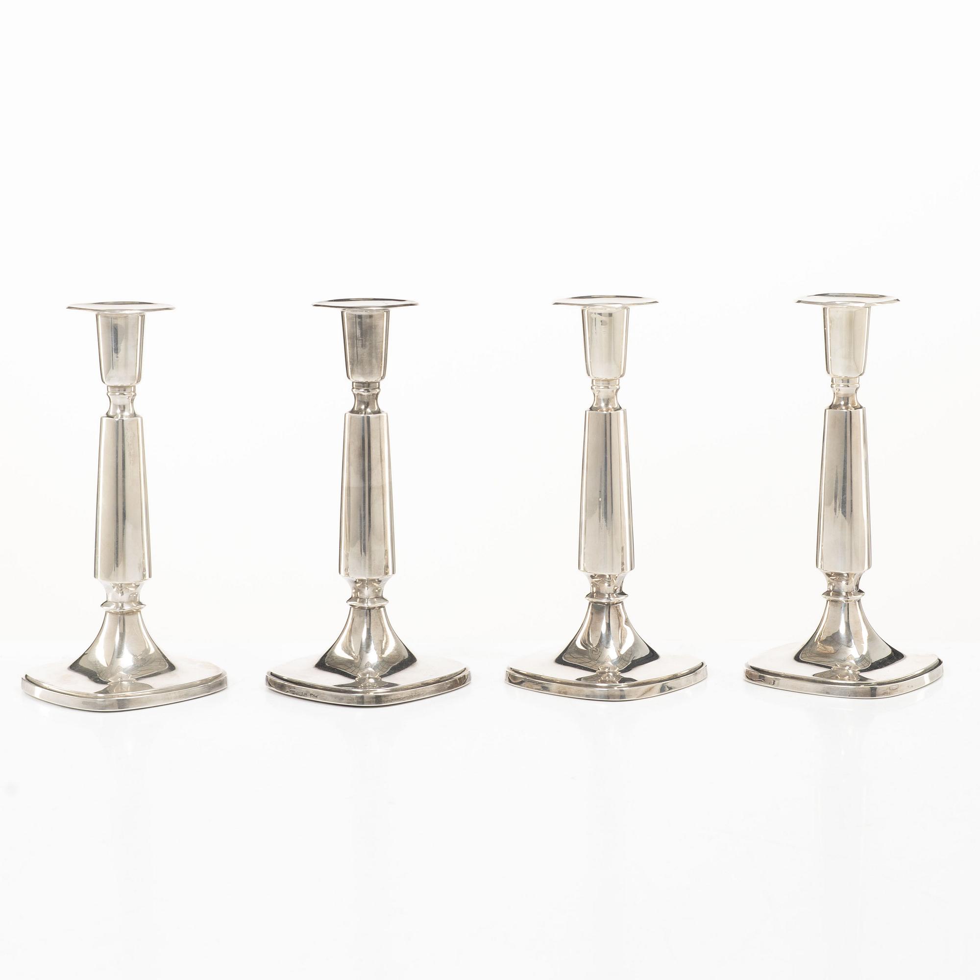 Tore Eldh, Four silver candlesticks, Carlson K & E, Gothenburg, 1968.