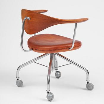 Hans J. Wegner, skrivbordsstol, "Swivel Chair" modell "JH502", Johannes Hansen, Danmark, 1950-60-tal.