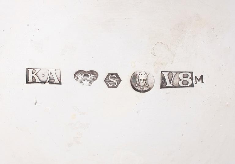 BÄGARE, silver, K Anderson, Stockholm 1947. Vikt ca 565 g.