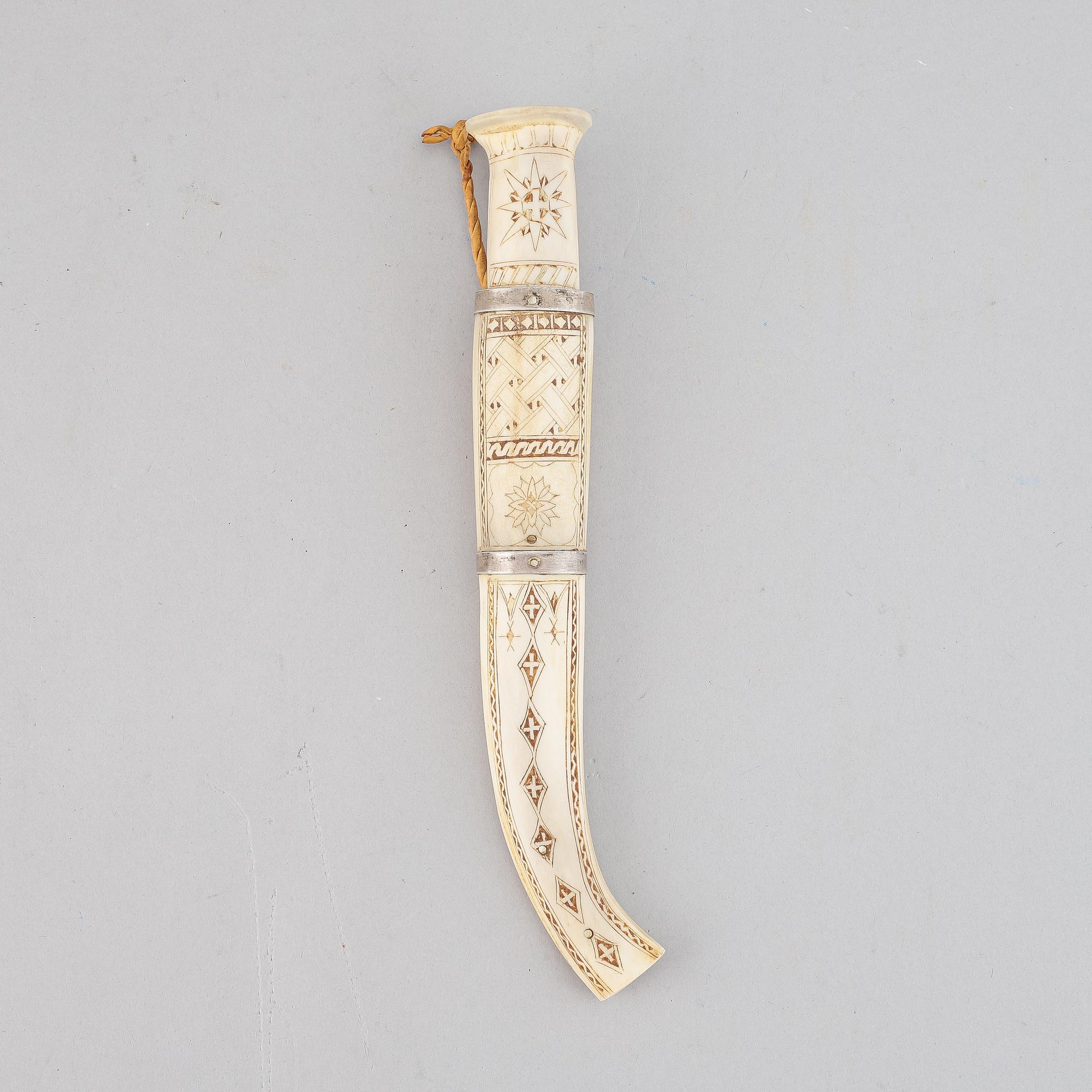 A Sami reindeer antler knife, mid 20th century.