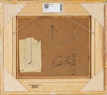 Evert Lundquist, oil on canvas laid on panel, signed with initials and signed verso.