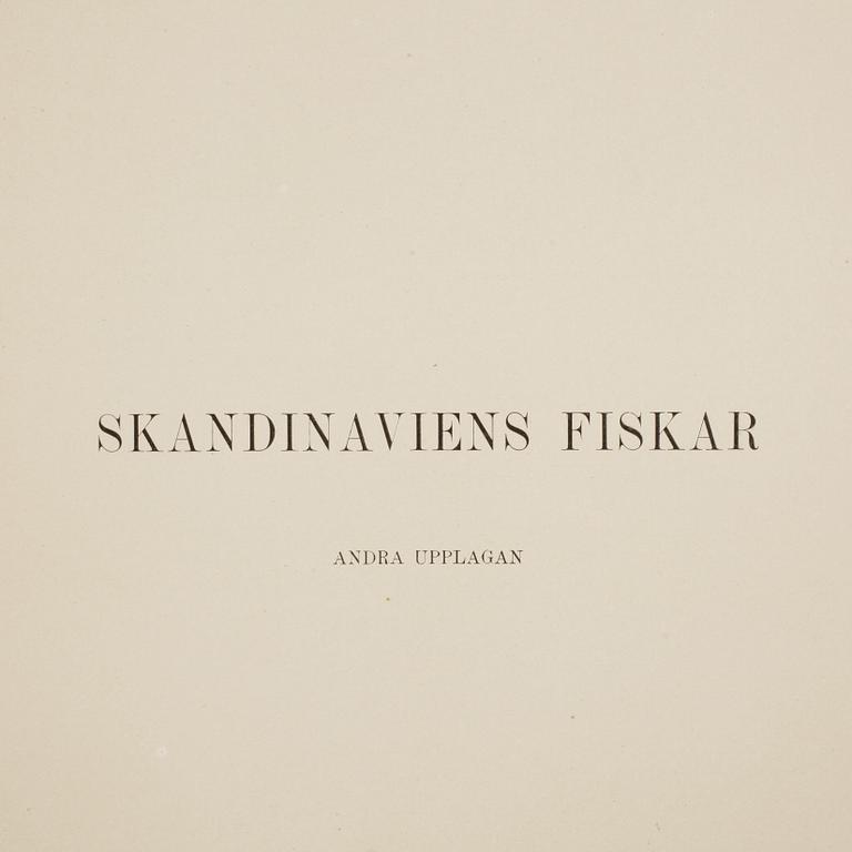 BOK, 1 vol. F.A. Smitt, med illustrationer av W. Von Wright, "Skandinaviens Fiskar", andra upplagan, Stockholm 1895.