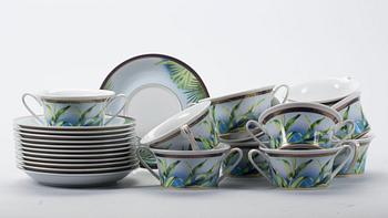 BULJONGKOPPAR, 11 st, "Jungle", Versace, Rosenthal, porslin, 1900-talets andra hälft.