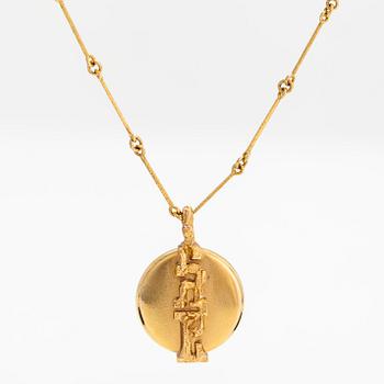Björn Weckström, a 14K gold necklace with a pendant/ medallion, Lapponia 1976.