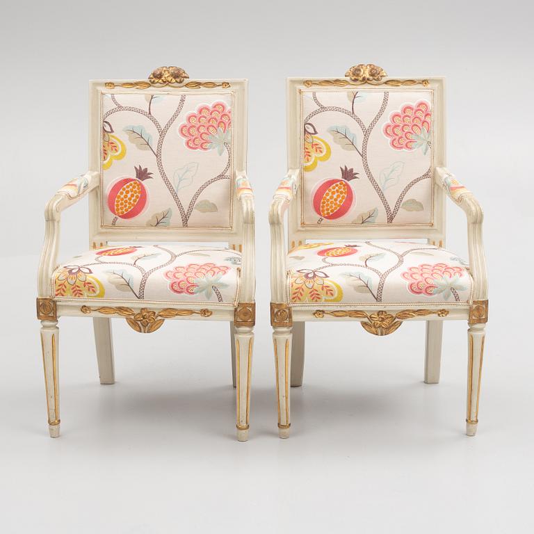 A pair of Gustavian chairs from western Sweden, late 18th century.