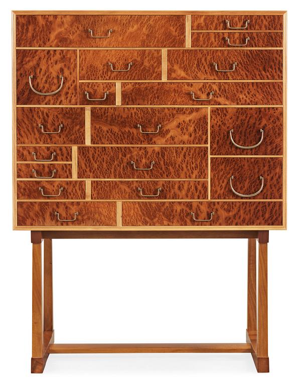 A Josef Frank burrwood veneer, mahogany and walnut cabinet, 'Nationalmuseiskåpet', Svenskt Tenn, model 881.