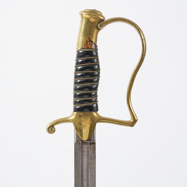A Swedish artillery sword, 1889 pattern, with scabbard.