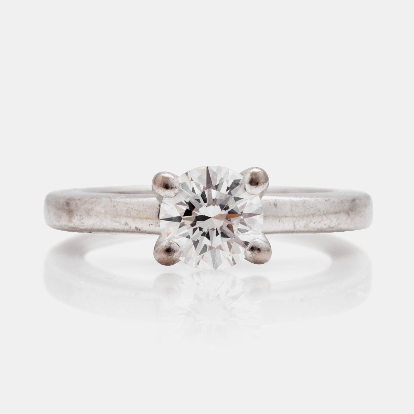 A 1.00 ct brilliant cut diamond ring. Quality ca E-F/VVS.