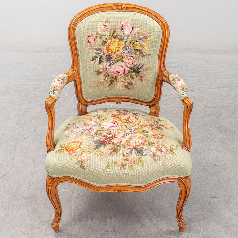 A pair of French 18th century Louis XV armchairs.