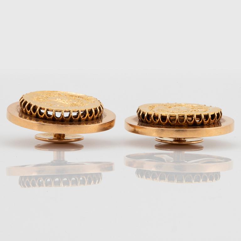 A pair of 18K gold cufflinks made of Byzantine coins.