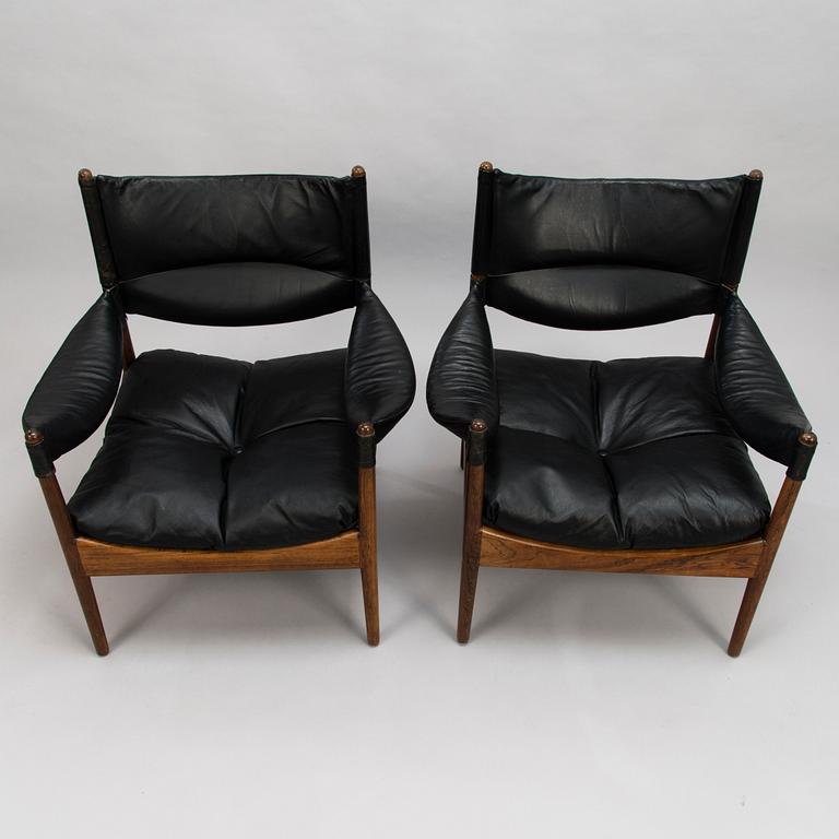 CHRISTIAN VEDEL, a pair of 1960's 'Modus' armchairs and two stools for Sören Willadsen, Denmark.
