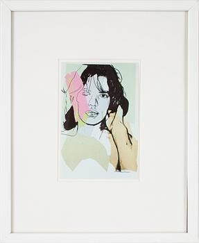 ANDY WARHOL efter, 2 st, färgoffsettryck, ANNOUNCEMENT CARD, Mick Jagger, 1975.