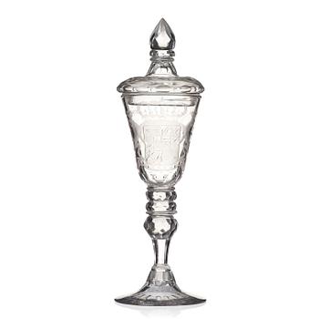 430. A large engraved goblet, Kungsholms glasbruk, 18th century.