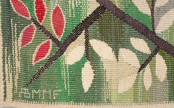 Barbro Nilsson, a textile, "Grön kvist", tapestry weave, ca 210-212 x 59-60,5 cm, signed AB MMF BN.
