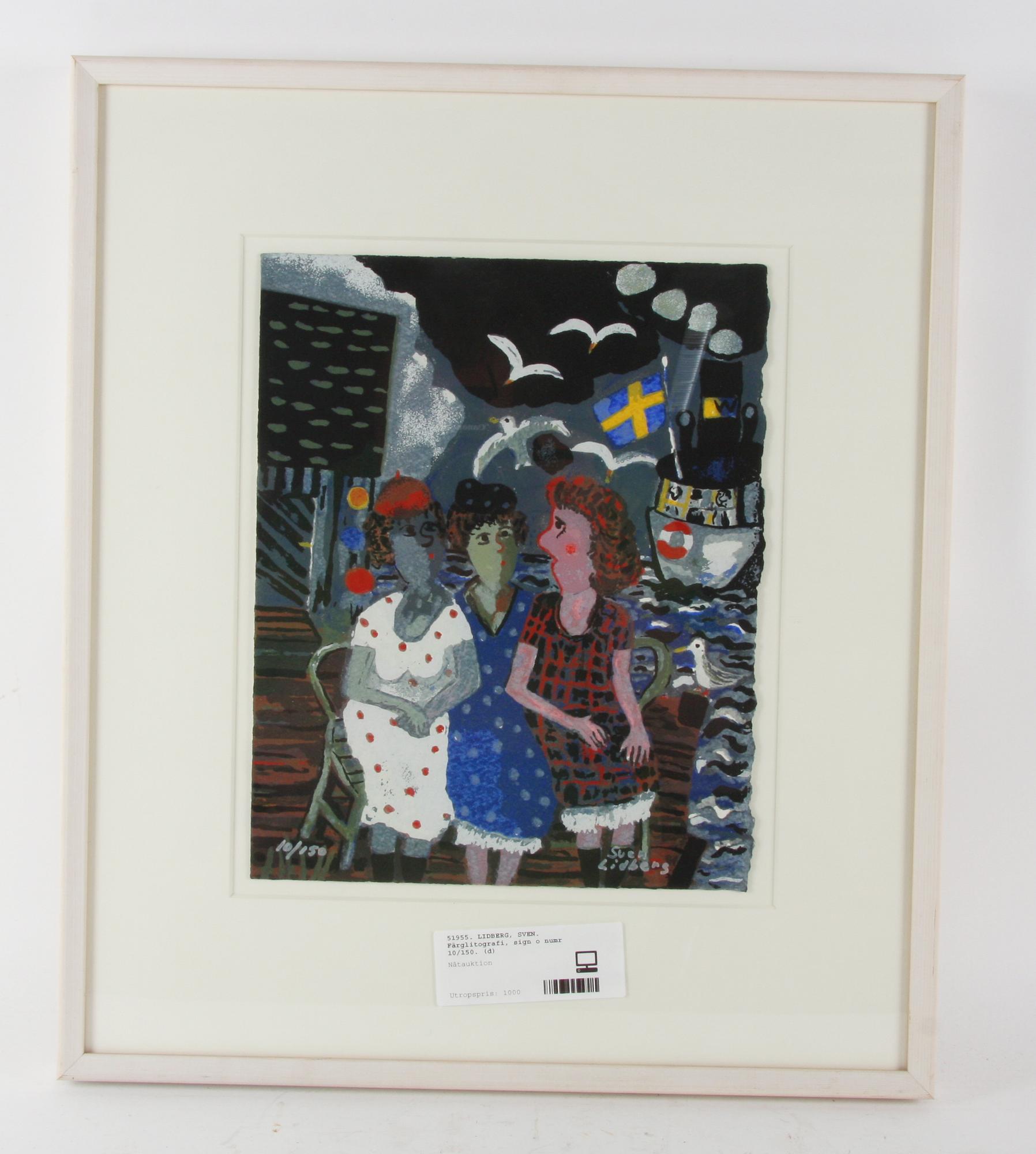 LIDBERG, SVEN. Färglitografi, sign o numr 10/150.