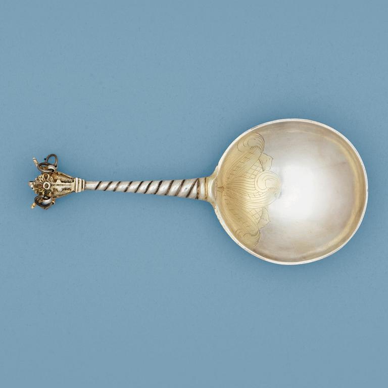 A Swedish 18th century parcel-gilt spoon, marks of Johan Falckman, Halmstad 1725.
