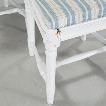 Five gustavian style chairs from the 19th century.