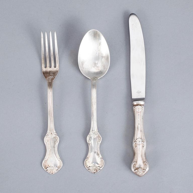 BESTICK, 21 delar, "Patricia", silver, MEMA, Lidköping 1900-talets andra hälft. Vikt inkl knivar 900 gram.