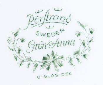 SERVISDELAR, 54 st, flintgods, "Gröna Anna", Rörstrand.