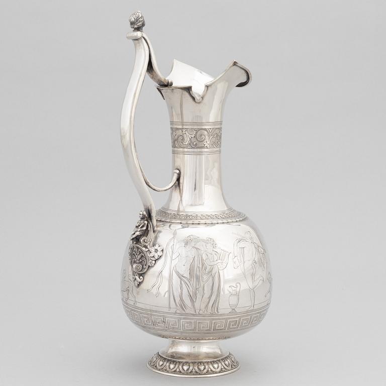 A silver wine jug, mark of Emil Ferdinand Dahl, Copenhagen 1865.