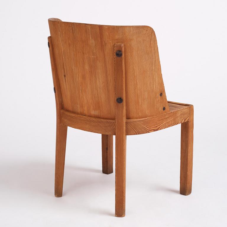 Axel Einar Hjorth, a stained pine 'Lovö' chair, Nordiska Kompaniet, Sweden 1930s.