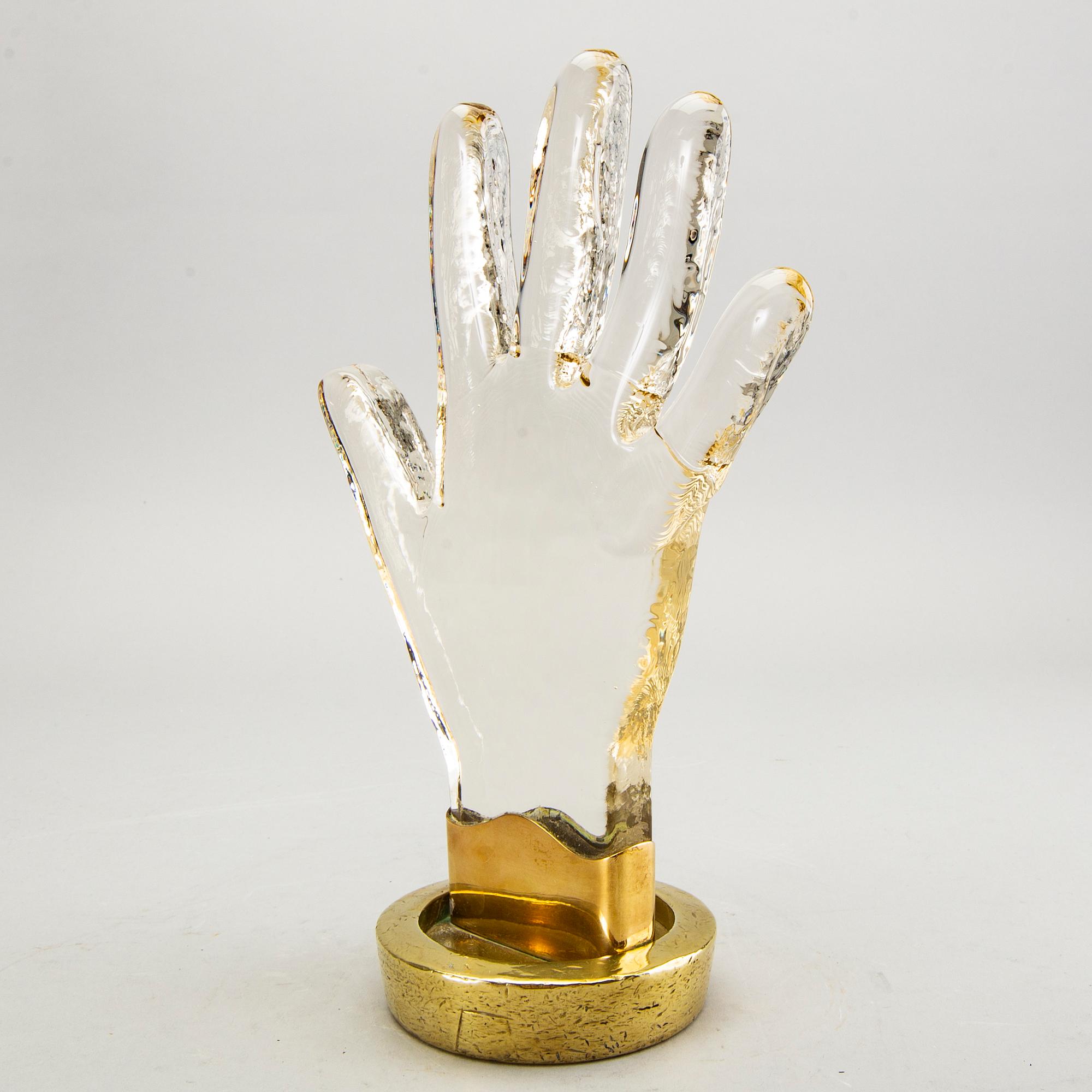 Estrid Ericson, attributed to, a brass and glass sculpture for exposing rings at Svenskt Tenn, 1950-1960s.