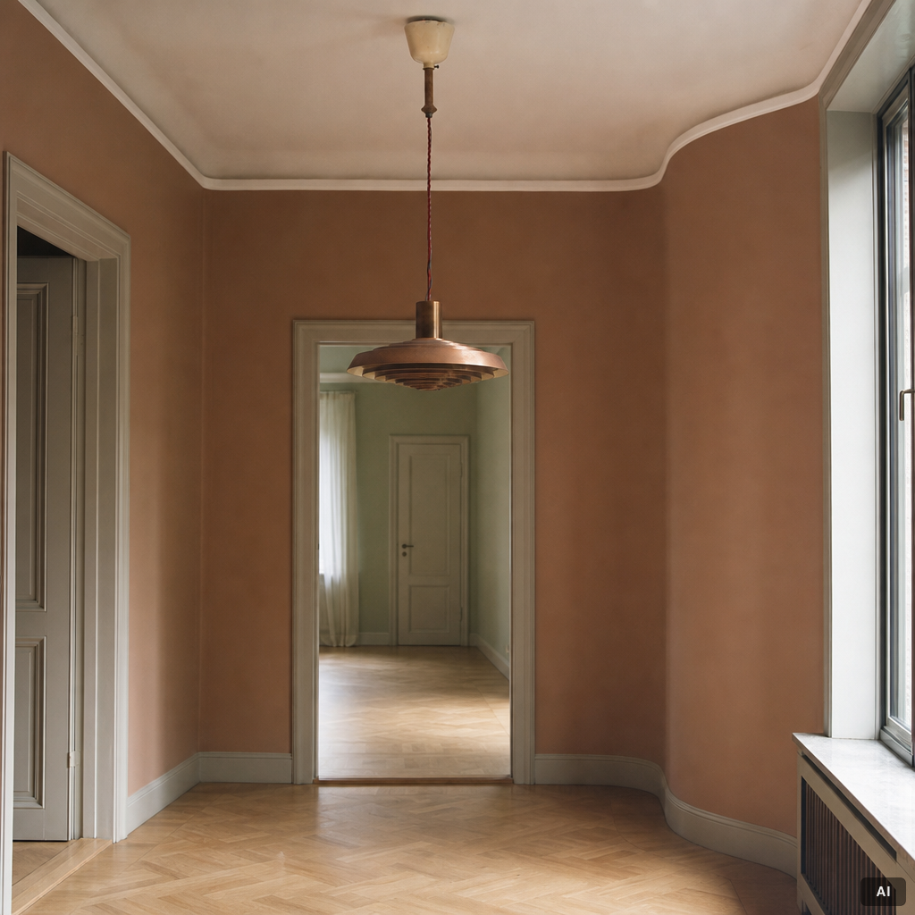 Poul Henningsen, a copper ceiling lamp "PH Tallerken", Louis Poulsen Denmark, second half of the 20th century.