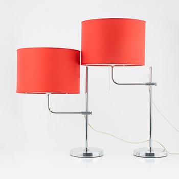 A pair of chrome model B-142 table lamps from Bergboms, 1970's/80's.