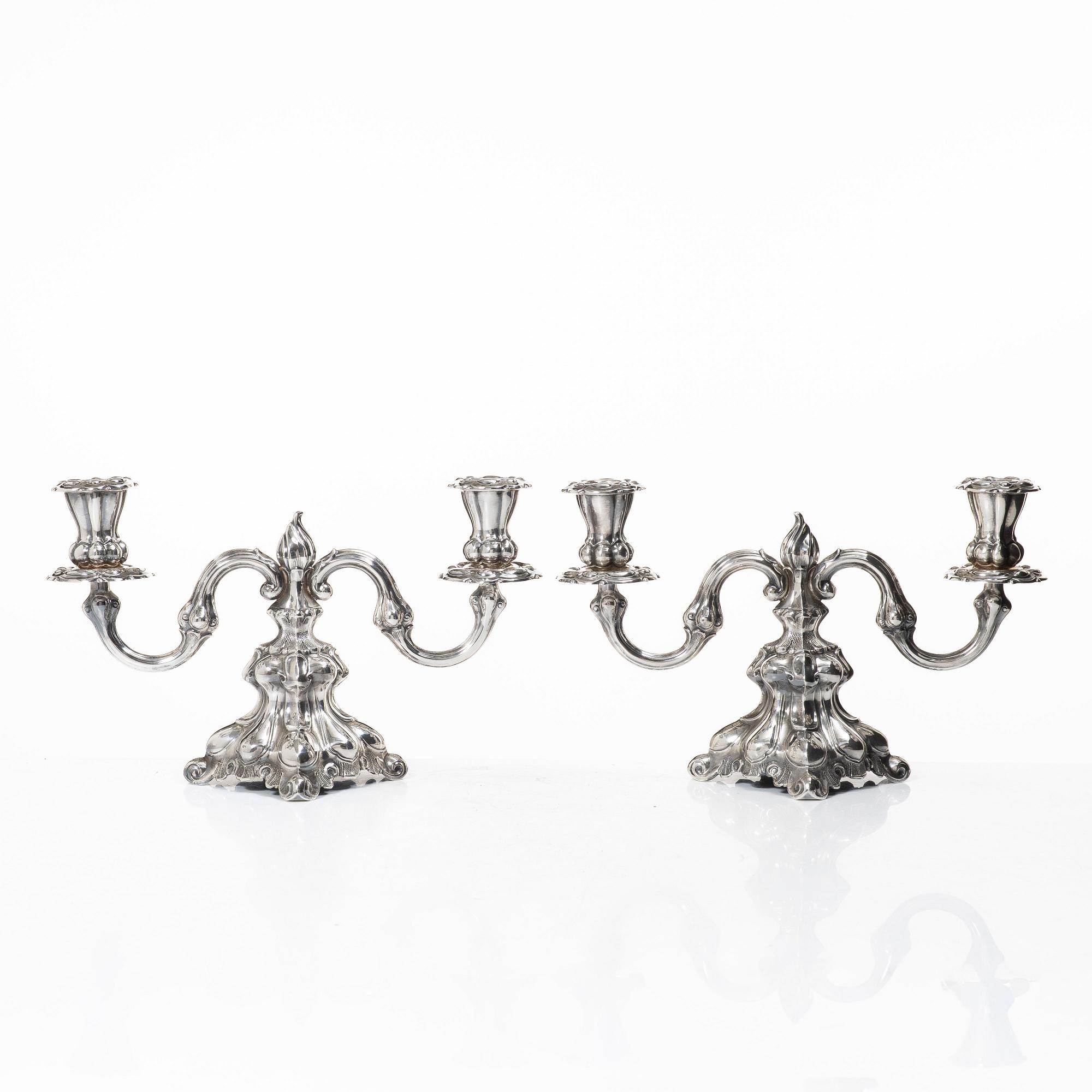 Candelsticks, a pair, silver, Baroque style, 20th century.
