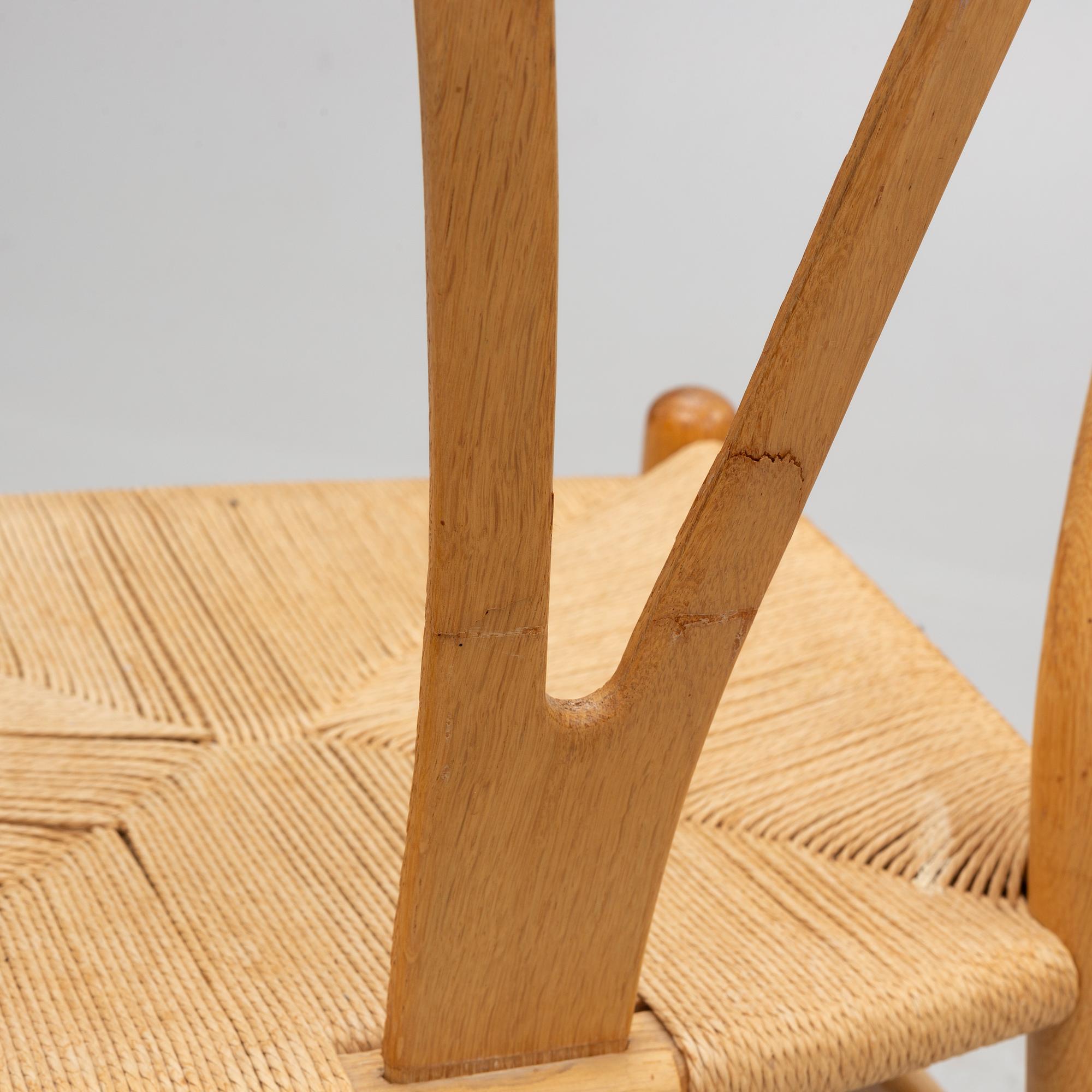Hans J. Wegner, stolar, 6 st, "Y-stolen" modell CH-24, Carl Hansen & Søn, Danmark.