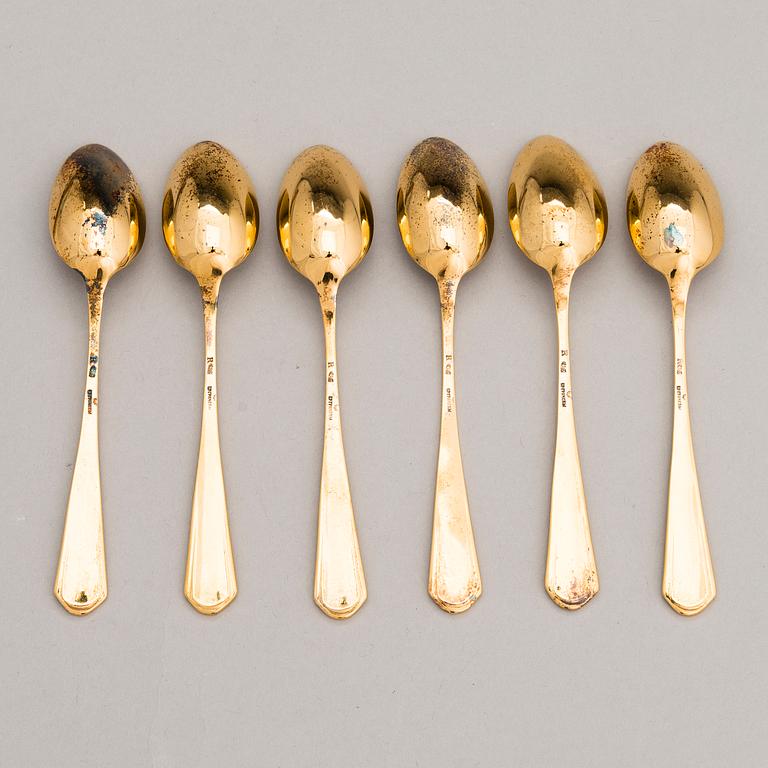KAFFESKEDAR, förgyllt silver, stämplade Br. Grachev, S:t Petersburg, rysk importstämpel, tidigt 1900-tal. Originalask.