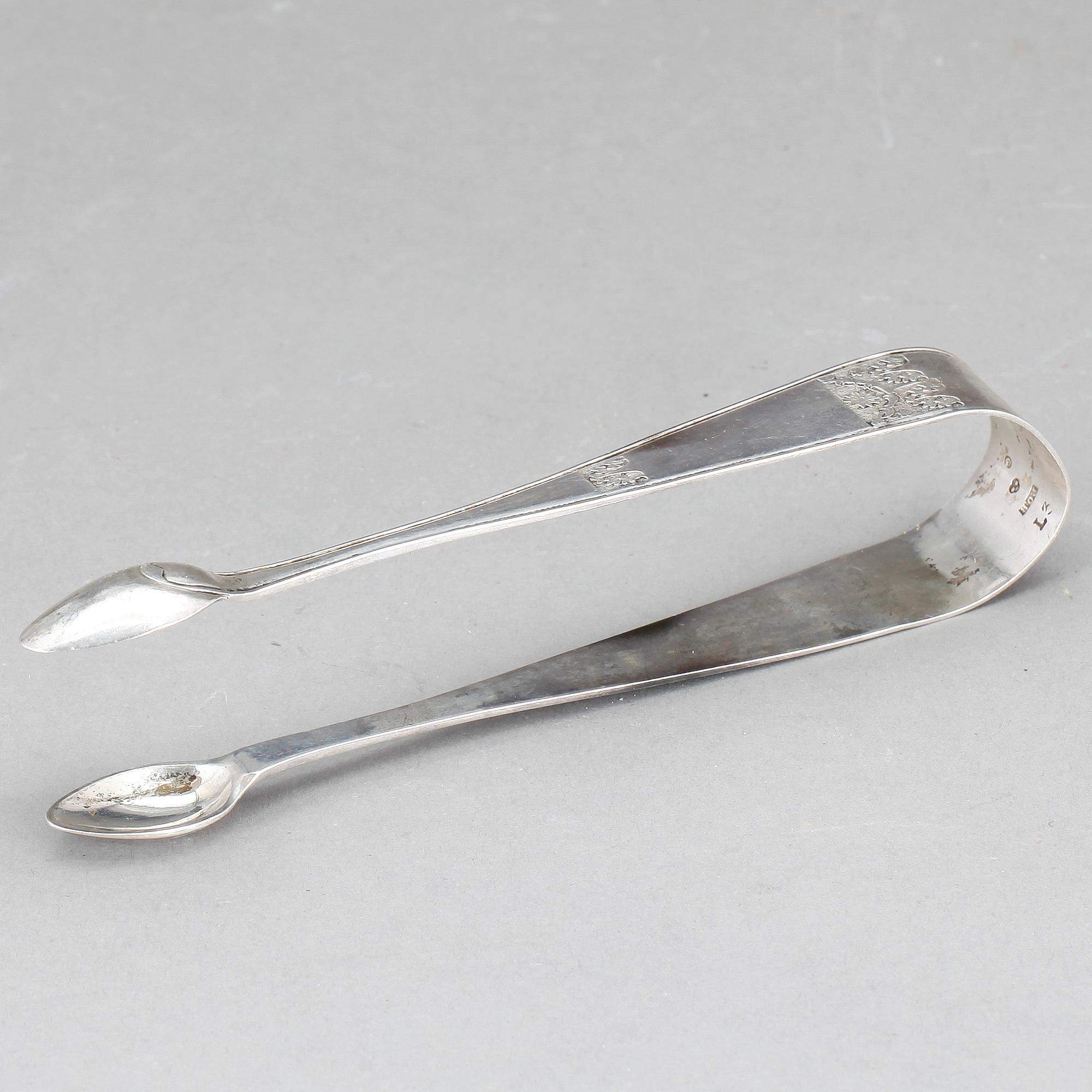 SOCKERTÅNG, silver, Pehr Olof Bäckström, Gävle 1817. Vikt ca 33 gram.